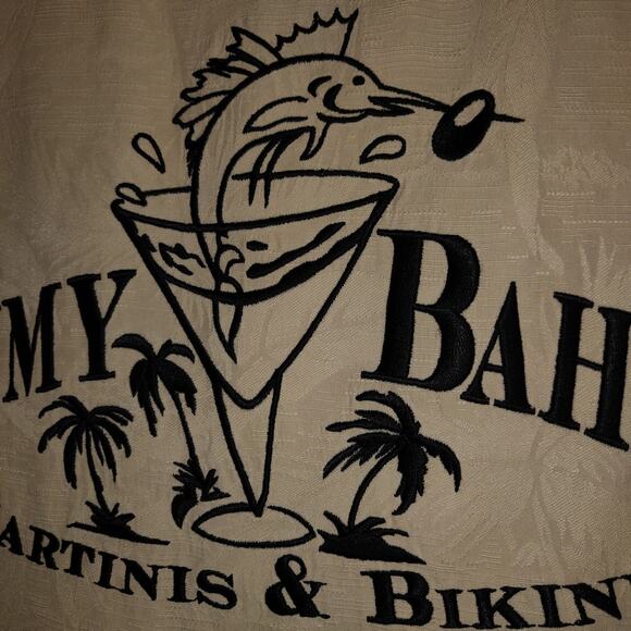 Tommy Bahama Silk Shirt Men's L Embroidered Button Up Hawaiian Martinis Bikinis - Picture 9 of 16